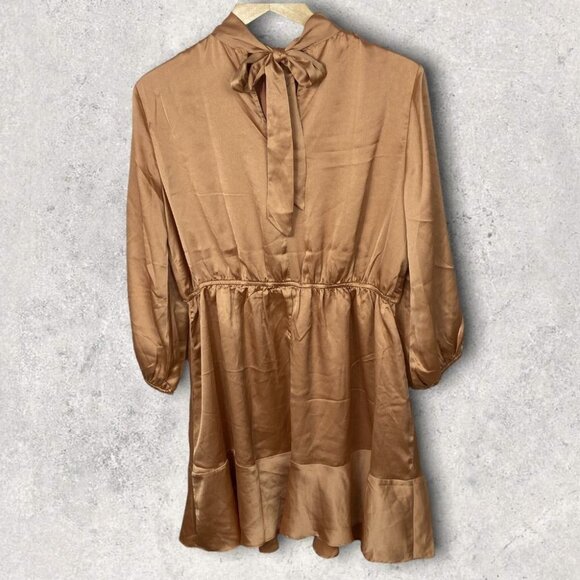 NEW Vici Collection Satin Balloon Sleeve Dress Size Large Nordstrom Tie Neck L - Picture 5 of 10